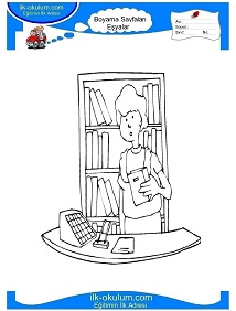 Çocuklar İçin Kitaplık Boyama Sayfaları 